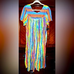 Sita ☀️ Cotton Crinkle Dress Lg Made in Nepal 🇳🇵  EUC
